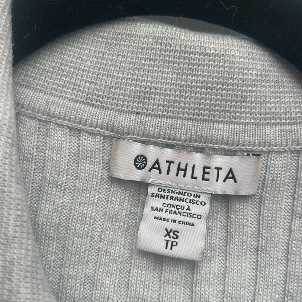 Athleta Gray Ribbed Knit Collared Sweater - Picture 5 of 7